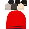 Knit Beanies With Double Stripes